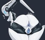  anus ass ass_focus bent_over blue_eyes breasts clitoris drossel_von_flugel fireball_(series) from_behind gaping looking_back nipples perky_breasts pochincoff ponytail pussy pussy_juice robot robot_joints small_breasts solo uncensored urethra 