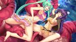  2girls anus areolae ascendant_hearts ass bare_arms barefoot belt blush breasts cape embarrassed eyebrows eyebrows_visible_through_hair feet game_cg green_eyes green_hair hair_ribbon highres legs long_hair looking_back monster multicolored_eyes multiple_girls navel nipples no_panties one_eye_closed open_mouth original purple_hair pussy rape ribbon sideboob sleeveless small_breasts spread_legs tears tentacle thighs toes torn_clothes twintails uncensored 