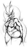  abs audiophilekitsune barely_visible_pussy eyewear female glasses greyscale marine_humanoid monochrome sketch smile solo thick_thighs wide_hips 