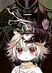  1girl :o ascot bangs blush bondrewd cutting_hair eyebrows_visible_through_hair gauntlets hands_up helmet holding jacket looking_at_viewer made_in_abyss messy_hair prushka red_eyes sakurazawa_izumi scissors short_hair whistle 