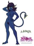  2016 brandon_shane breasts female hair humanoid midnight_(tmutb) monster monster_girl_(genre) nipples nude pubes pussy simple_background smile solo standing the_monster_under_the_bed webcomic 