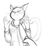  2018 anthro cat feline knife knifecat male mammal meme monochrome mouse_the_cat replica_(artist) smug solo 