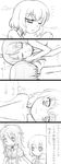  1girl 4koma adeltrud_walter comic commentary ernesti_echevalier greyscale highres knight's_&amp;_magic long_hair monochrome rifyu short_hair translation_request 