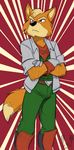  angry anthro boots canine cirrus cirruskitfox clothed clothing crossed_arms dipstick_tail footwear fox fox_mccloud fully_clothed gloves jacket looking_aside male mammal multicolored_tail naumwolf nintendo pants rolled_up_sleeves simple_background sketch solo standing star_fox video_games white_background 