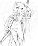  2018 anthro areola bat_pony breasts equine fan_character female gun ipomoea_(oc) mammal melee_weapon my_little_pony nipples nude polearm pussy ranged_weapon rifle sketch small_breasts spear tattoo the-minuscule-task weapon 