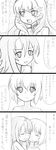  2girls 4koma :d adeltrud_walter blush comic drill_hair ernesti_echevalier greyscale highres knight's_&amp;_magic long_hair mole mole_under_eye monochrome multiple_girls open_mouth rifyu short_hair smile stefania_celarti translation_request wavy_mouth 