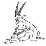  2018 anal anal_penetration antelope anthro ass_up blush bucky_oryx-antlerson disney duo from_behind_position fuel_(artist) greyscale horn horn_grab kneeling kudu male male/male male_penetrating mammal monochrome nude oryx penetration pronk_oryx-antlerson sex simple_background sweat white_background zootopia 