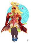  &lt;3 2018 4te anthro avian beak bird breasts clothed clothing digital_media_(artwork) eyelashes feathered_wings feathers female hair hi_res ho-oh legendary_pok&eacute;mon leilan_(p&amp;d) looking_at_viewer nintendo non-mammal_breasts pok&eacute;mon pok&eacute;mon_(species) puzzle_&amp;_dragons red_eyes simple_background smile solo talons video_games wings 