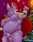  cat champa christmas dragon_ball dragon_ball_super erection feline holidays humanoid_penis lovkuma male mammal obese overweight overweight_male penis precum santa_claus solo 