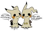  ambiguous_gender dailymimikyu duo english_text mimikyu nintendo pok&eacute;mon pok&eacute;mon_(species) rosy_cheeks square_crossover text video_games 