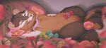  2018 blue_eyes brown_fur collar detailed_background digital_media_(artwork) eyelashes female feral fur kero_tzuki lying mammal on_back red_panda smile solo 