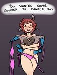  amelia_bedelia avian bikini bird blue_footed_booby blush brown_hair clothed clothing feathers hair human human_focus humor mammal pun swimsuit topless unknown_artist 