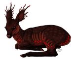  alien alpha_channel ambiguous_gender black_eyes cervine cloven_hooves countershading cub deer feral fur glowing glowing_markings hooves lying mammal markings red_countershading red_fur shadiksilence side_view simple_background socks_(marking) solo transparent_background young 