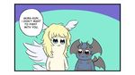  2boys angel_wings asuka_ryou blonde_hair blue_eyes comic demon demon_wings devilman devilman_crybaby duo english_text fudou_akira head_wings long_hair multiple_boys parody poptepipic red_eyes satan_(devilman) style_parody text wings 