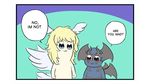  2boys ? angel_wings asuka_ryou blonde_hair blue_eyes demon demon_wings devilman devilman_crybaby duo english_text fudou_akira head_wings long_hair multiple_boys parody poptepipic red_eyes satan_(devilman) style_parody text wings 