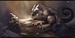  2018 black_bars claws detailed_background digital_media_(artwork) dragon feral grypwolf horn male sitting solo wyvern 