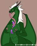  anthro big_breasts breasts crossgender dragon drooling erection fellatio female hectalynn invalid_tag krystune male male/female nipples nude oral penis saliva scalie sex smile titfuck tongue tongue_out voluptuous wings 