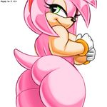 amy_rose anthro bracelet butt clothing colored female flattest gloves green_eyes hair half-closed_eyes hedgehog jewelry looking_back mammal naughty_face nude pink_hair short_hair smile solo sonic_(series) video_games xylas 