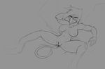  2018 anthro anthrofied avian beak big_breasts black_and_white breasts duplicitousmachine female friendship_is_magic gilda_(mlp) gryphon lying monochrome my_little_pony nipples nude pussy solo wings 