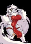  anthro clothed clothing female hair horn hybrid limebreaker long_hair looking_at_viewer one_eye_closed smile solo standing thick_thighs unknown_species voluptuous wide_hips wink 