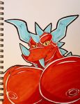  demon dragmon dragon horn inushishigami male muscular muscular_male nipples pecs solo 