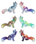  2016 alpha_channel ambiguous_gender aspeneyes black_fur blue_claws blue_fur blue_markings brown_fur canine claws cosmic_fur countershading dipstick_tail eye_contact feral fluffy fluffy_tail fox fur gradient_fur green_fur group mammal markings multicolored_tail multiple_versions orange_eyes orange_fur pawpads pink_markings pink_pawpads purple_fur purple_pawpads red_nose reverse_countershading simple_background sitting socks_(marking) spots stripes tan_fur toeless_(marking) transparent_background white_countershading yellow_fur 