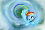  blonde_hair blue_fur blue_wings detailed_background digital_media_(artwork) equine eyelashes female feral flying friendship_is_magic fur hair high_place mammal multicolored_hair my_little_pony open_mouth orange_hair outside pegasus purple_eyes quadruped rainbow_dash_(mlp) red_hair signature solo spread_wings stratodraw wings 