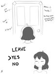  &lt;3 2018 bedroom digital_media_(artwork) door english_text human human_only inuyuru male mammal monochrome protagonist_(undertale) solo text undertale video_games young 