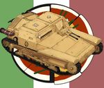  carro_veloce_cv-33 caterpillar_tracks emblem flag_background girls_und_panzer ground_vehicle italian_flag military military_vehicle motor_vehicle no_humans ruka_(piyopiyopu) tank tank_focus 