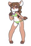  2017 4_fingers anthro bikini blush breasts brown_eyes brown_hair cervine cleavage clothed clothing deer digital_media_(artwork) doe_(alfa995) female hair hooves itsunknownanon long_hair looking_at_viewer mammal navel pose simple_background smile solo standing swimsuit white_background 