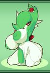  4_fingers anthro areola big_breasts bottomless breasts chest_spike clothed clothing female gardevoir green_areola humanoid nintendo nipples plantpenetrator pok&eacute;ball pok&eacute;mon pok&eacute;mon_(species) pok&eacute;morph pseudo_clothing red_eyes short_stack video_games 