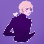  1boy asuka_ryou black_shirt blonde_hair blue_eyes devilman eyebrows looking_back shirt short_hair sideburns simple_background solo 