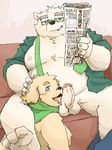  bear canine cigarette cum cum_in_mouth cum_inside cum_on_face cusith dog male male/male mammal moobs newspaper nipples oral polar_bear rave(housamo) scarf sex slightly_chubby smoking tokyo_afterschool_summoners 