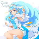  blue_eyes blue_hair blush choker cure_ange dress hugtto_precure! long_hair magical-girl ponytail smile 
