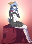  anthro blue_eyes blue_hair caprine flower fur girly goat grey_fur hair here-kitty--kitty hooves horn kara_(trippledot) male mammal plant spots white_fur 