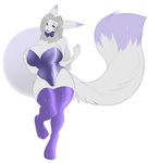 anthro big_breasts breasts canine clothing corset digimon female hi_res huge_breasts legwear lingerie mammal renamon slightly_chubby smile solo teil thigh_highs wide_hips 
