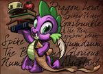 2018 apple book cup dragon feathers food friendship_is_magic fruit green_eyes harwick loose_feather male my_little_pony quill scroll solo spike_(mlp) tea_cup 