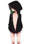  ambiguous_gender androgynous areola_slip areolae candy collarbone hood hoodie lollipop looking_away naked_hoodie navel original simple_background uchuu_ika white_background 