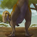  2018 anus butt dinosaur female feral looking_back nude presenting presenting_hindquarters presenting_pussy pussy raptor scalie solo theropod yaroul 