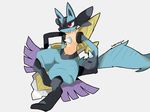  aegislash black_fur blue_fur fur lcaruiujar lucario nintendo pok&eacute;mon pok&eacute;mon_(species) red_eyes video_games 