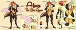  2018 anthro anus arthropod bee breasts digital_media_(artwork) female hair insect model_sheet nipples orange_hair pussy solo standing zummeng 