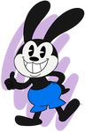 2017 4_fingers absurd_res alpha_channel anthro black_body black_nose clothed clothing digital_drawing_(artwork) digital_media_(artwork) disney grin halabaluu hand_on_hip hi_res lagomorph mammal old_toon oswald_the_lucky_rabbit rabbit shorts signature simple_background smile thumbs_up topless transparent_background 