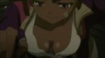 1girl animated animated_gif ayukawa_miyuki bandaid basquash! bounce bouncing_breasts breasts cleavage dark_skin female jacket sports_bra talking 