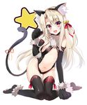  animal_ears bell black_gloves black_legwear black_leotard blush breasts cat_ears cat_tail collar commentary_request covered_nipples elbow_gloves eyebrows_visible_through_hair fake_animal_ears fate/kaleid_liner_prisma_illya fate_(series) full_body gloves illyasviel_von_einzbern kneeling knees_together_feet_apart leotard long_hair looking_at_viewer navel paw_pose red_eyes shiny shiny_hair shiny_skin simple_background small_breasts smile solo star tail tail_raised teeth thigh_gap thighhighs white_background white_hair youta 