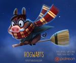  anthro bottomless broom brown_fur brown_hair clothed clothing cryptid-creations eyewear fur glasses hair harry_potter harry_potter_(character) humor male mammal night pig porcine pun scar scarf sky star tusks 