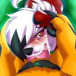  2018 ambiguous_gender blush camychan cum cum_in_mouth cum_inside digital_media_(artwork) duo fellatio first_person_view hi_res looking_at_viewer lycanroc male male/ambiguous male_pov midnight_lycanroc nintendo oral penis pok&eacute;mon pok&eacute;mon_(species) red_eyes sex video_games zeraora 