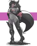  anthro bow breasts female goo helixjack mightyena nintendo pink_eyes pok&eacute;mon pok&eacute;mon_(species) pussy rubber simple_background video_games 