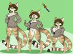  cat clothing feline female helia_peppercats_(wrinklynewt) limebreaker mammal panties shortstack solo striped_panties sweater transformation underwear 