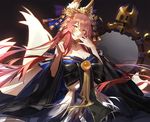  animal_ears bare_shoulders blush bow breasts cleavage collarbone fate/extella fate/extra fate/extra_ccc fate/grand_order fate_(series) fox_ears fox_shadow_puppet fox_tail hair_bow hair_ribbon japanese_clothes large_breasts long_hair looking_at_viewer luin_y mirror multiple_tails off_shoulder pink_hair ribbon solo suiten_nikkou_amaterasu_yanoshisu_ishi tail tamamo_(fate)_(all) tamamo_no_mae_(fate) yellow_eyes 