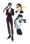  bow bowtie cigarette eyepatch formal genderswap genderswap_(mtf) highres koshimoro lighting_cigarette majima_gorou one_eye_closed ponytail ryuu_ga_gotoku ryuu_ga_gotoku_0 shirt smoking suit sunglasses 